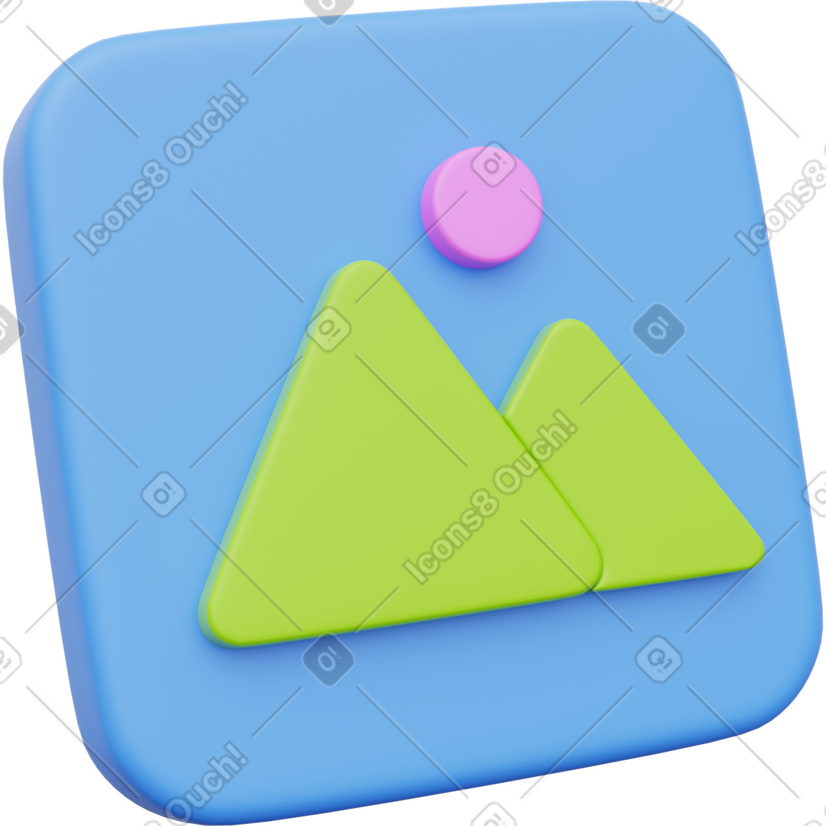 下载 3D Playful 风格的 Photo gallery app icon for digital image storage and organization 插画，支持 PNG、SVG 格式