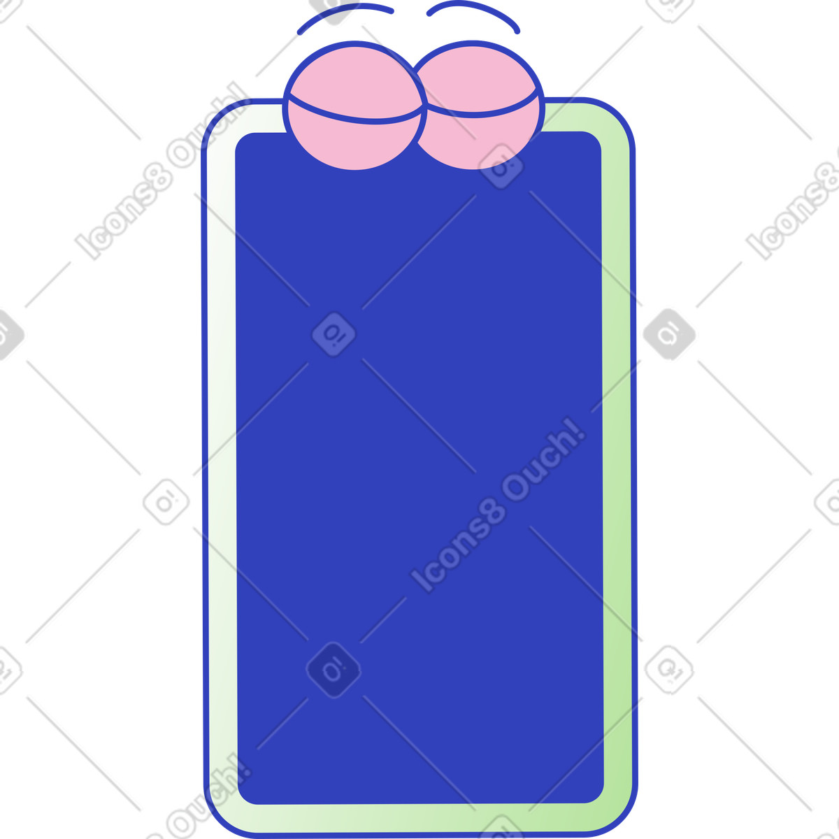 Blue smartphone screen with closed eyes illustration in Eyeful style download in PNG, SVG