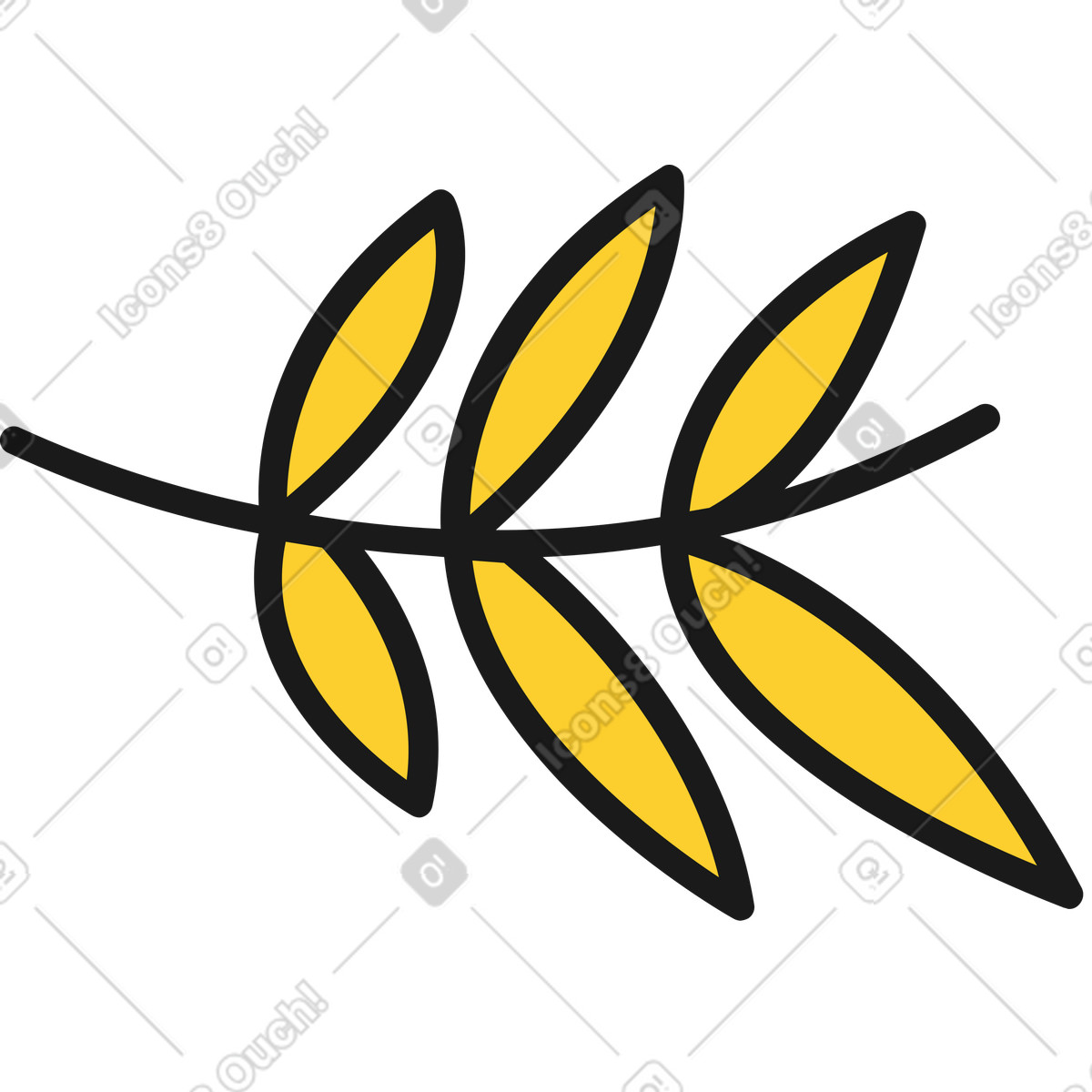 Gelbes olivenblatt-Illustration im Taxi-Stil als Download in PNG, SVG