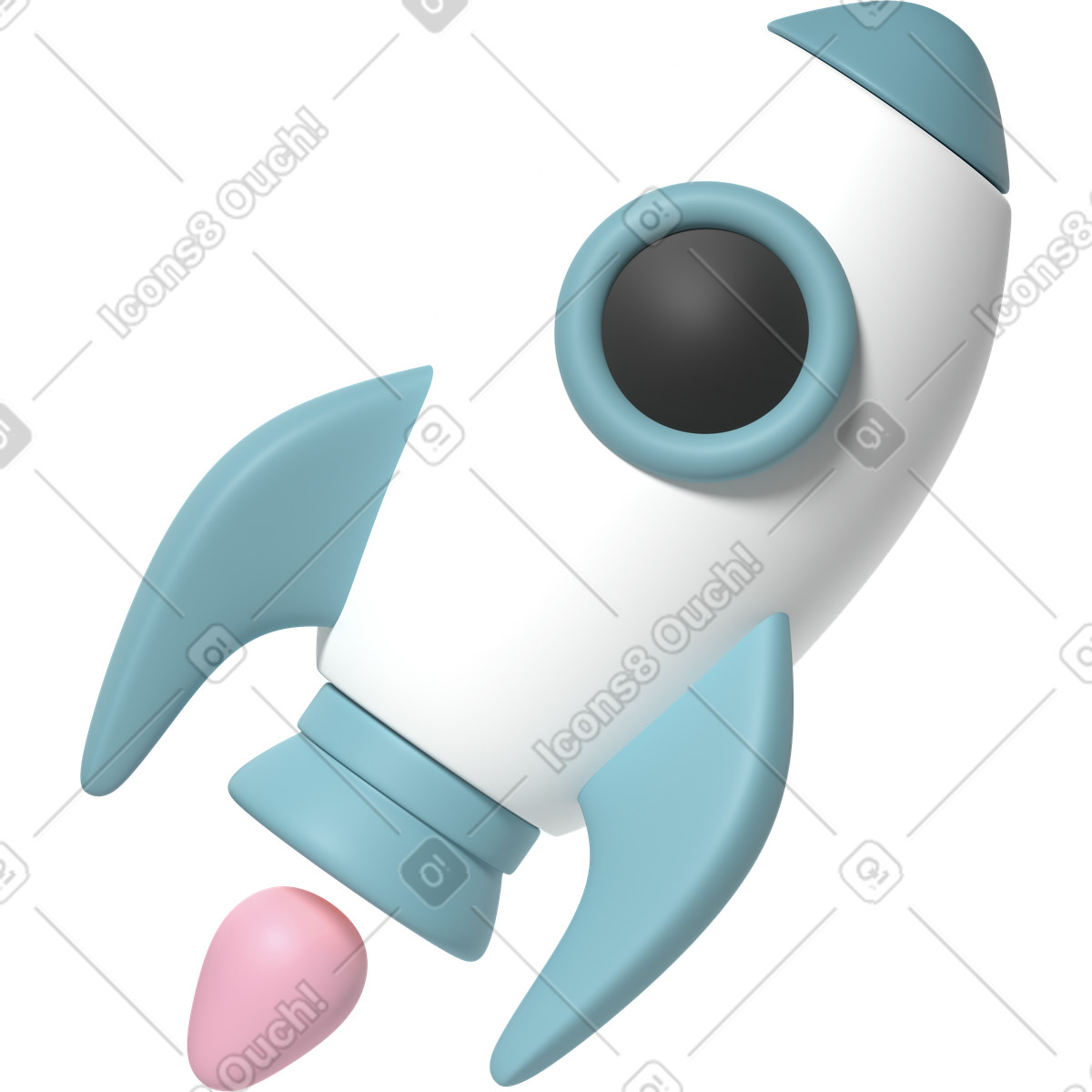 3D Casual life スタイルの Rocket のイラストをPNG、SVG形式でダウンロード