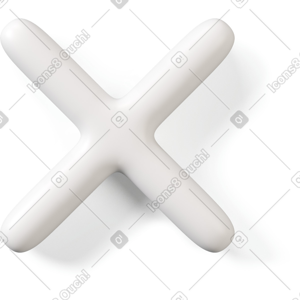 Illustration Icône d'annulation blanche dans le style 3D Buddy à télécharger aux formats PNG, SVG