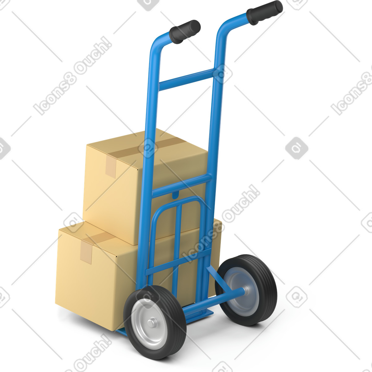 Hand trolley rear view illustration in 3D Business style download in PNG, SVG