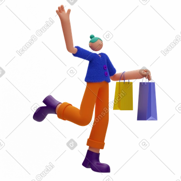 쇼핑백을 든 즐거운 여성 PNG, SVG