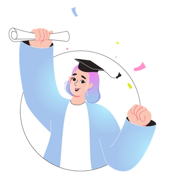 A graduate celebrating with a diploma - Like style illustration