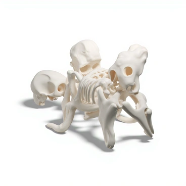 A creative art piece made entirely from various animal bones