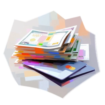 A close-up image showing cash bills gradually transforming into a credit card through a seamless transition. The cash, made up of various denominations, is crisp and colorful, with intricate details visible on each bill. As the transition progresses, the texture of the cash starts to morph into the smooth surface of a sleek credit card. The credit card showcases a distinct design with a shiny finish, reflecting light. The background is blurred to keep focus on the transformation between the cash and the credit card.