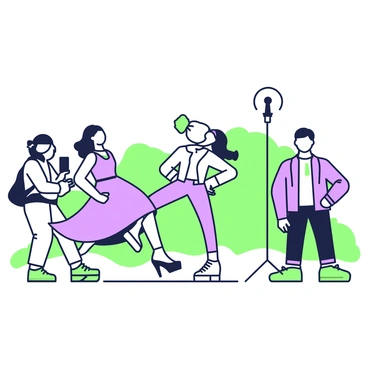 A fashion photo shoot is taking place in an outdoor setting. A photographer is positioned behind a camera, focusing intently on the scene. In front of him, a group of three models are striking dynamic poses. The first model is mid-leap, wearing a flowing dress that creates movement in the air. The second model is leaning forward, showcasing a stylish jacket and pants, with one hand on her hip. The third model is turning slightly, displaying a vibrant combination of accessories and footwear, while looking directly at the camera. Behind them, blurred greenery adds depth to the scene.