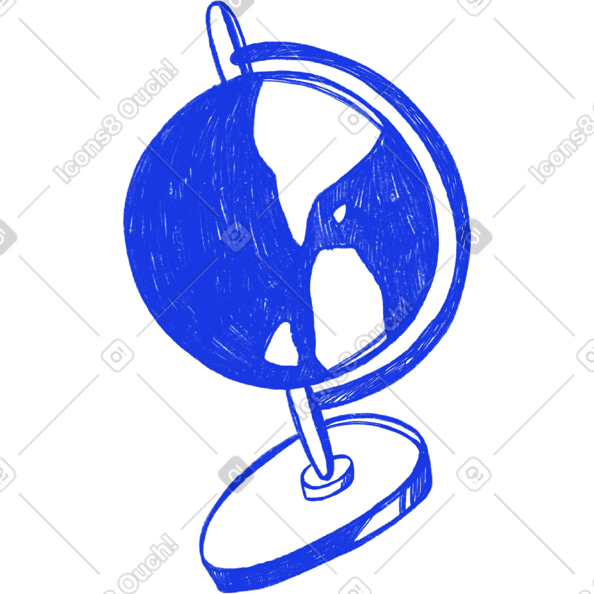 Blue globe sketch illustration in Biro style download in PNG, SVG