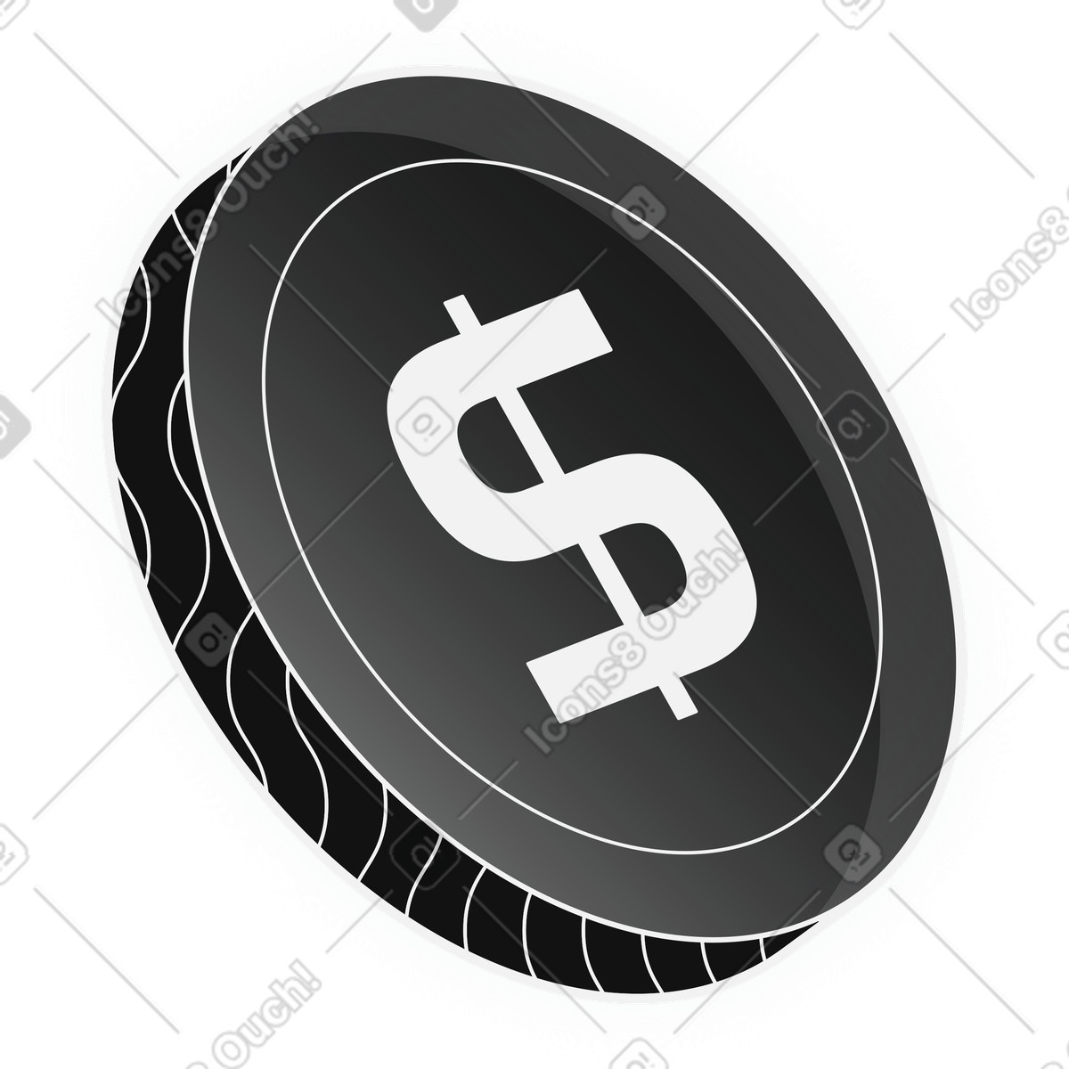 Illustration Pièce d'un dollar dans le style Inverse à télécharger aux formats PNG, SVG