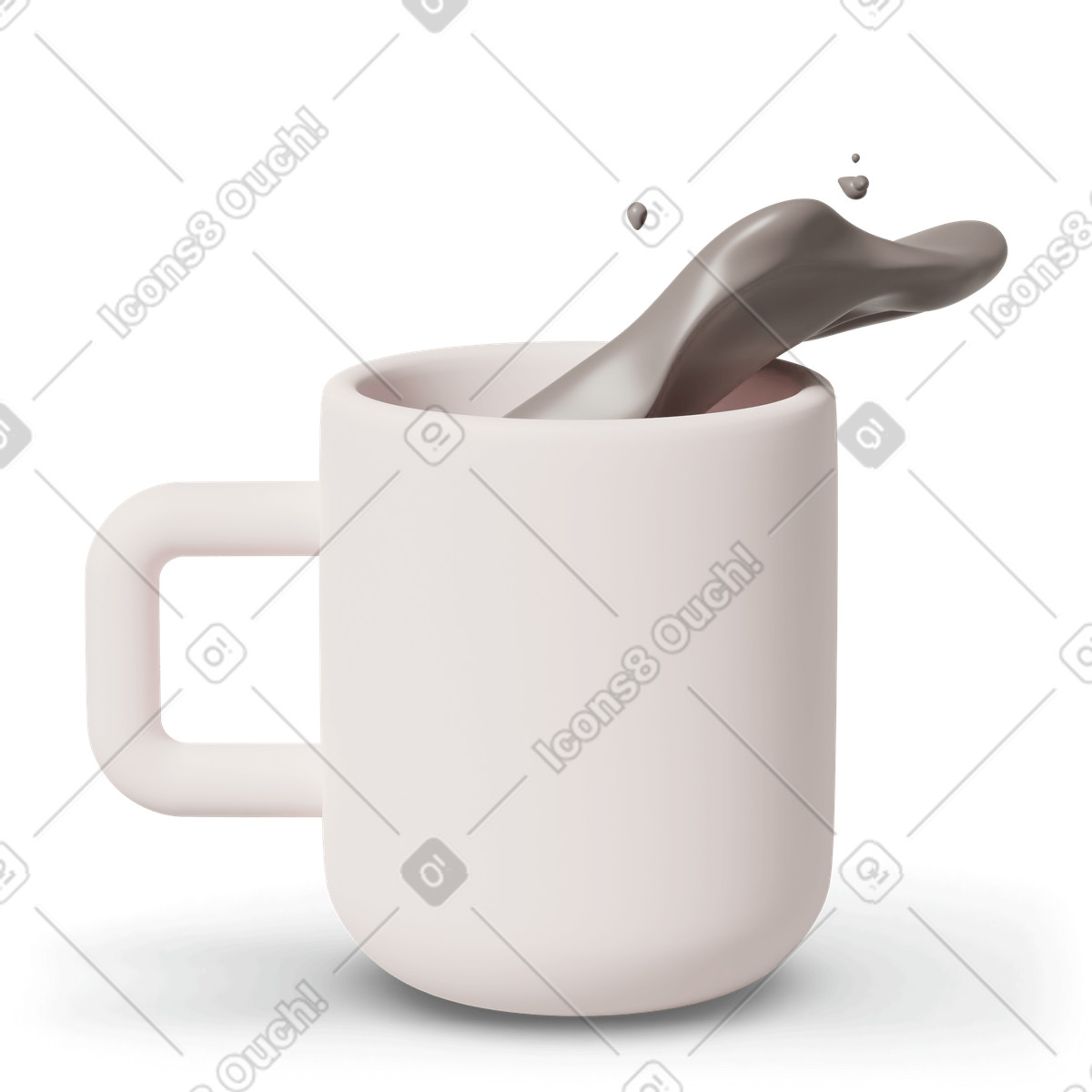 Ilustración Coffee spilling out of mug en estilo 3D Casual life a descargar en PNG y SVG