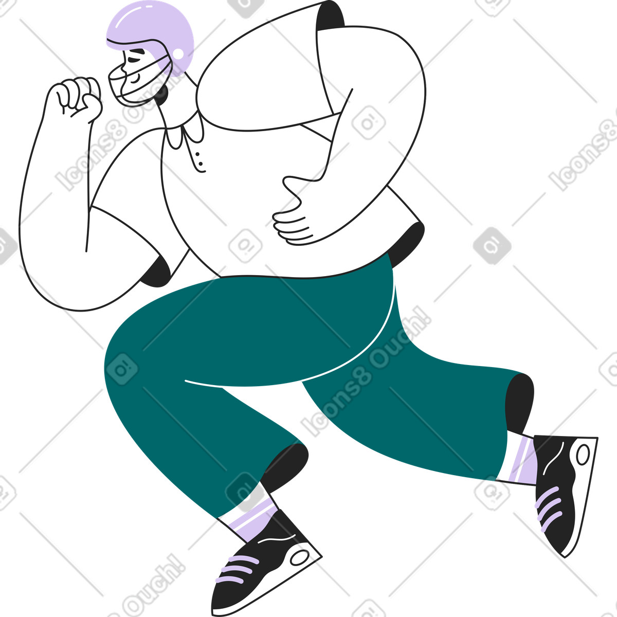Ilustración Deportista en un casco estilo Sammy Line a descargar PNG y SVG