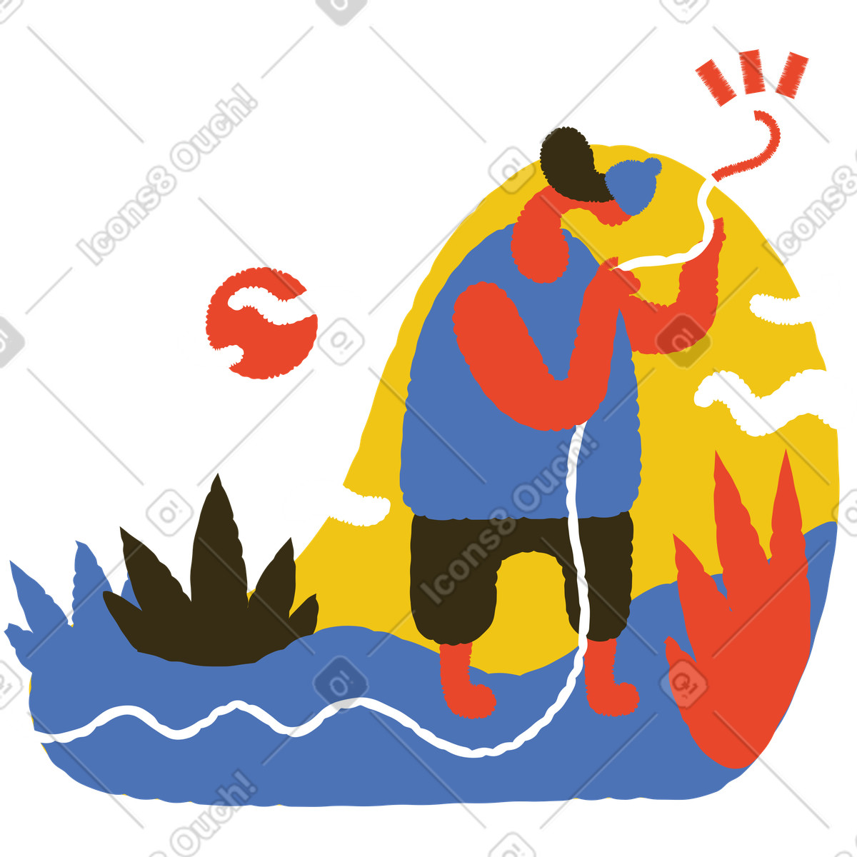 Detection of a broken wire, No internet connection issue illustration in Bermuda style download in PNG, SVG