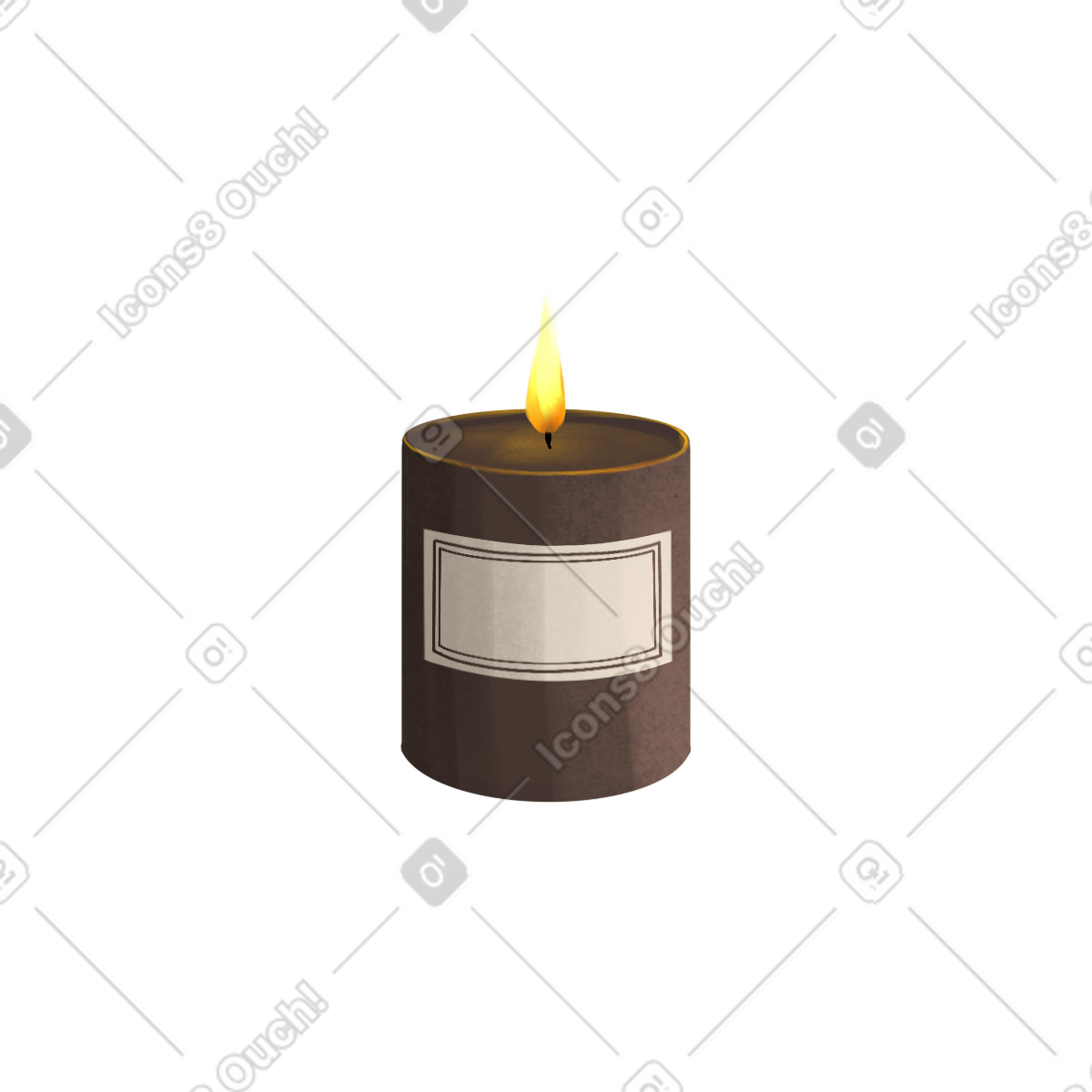 下载 Demure 风格的 Dark brown candle with fire 插画，支持 PNG、SVG 格式