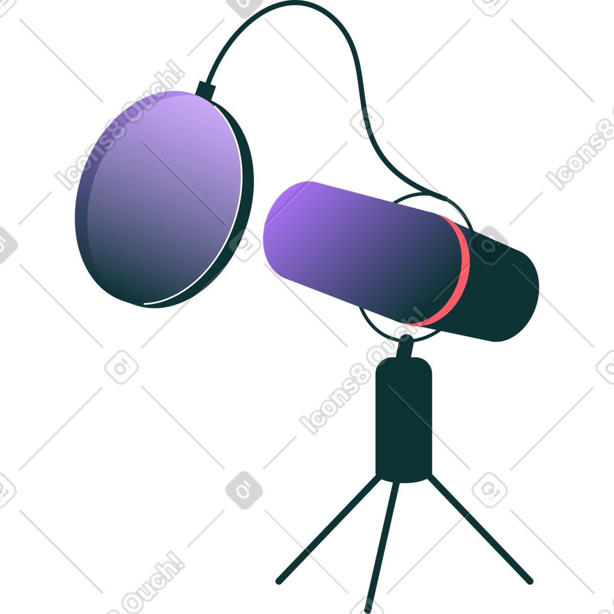 Mikrofon-Illustration im Florid-Stil als Download in PNG, SVG