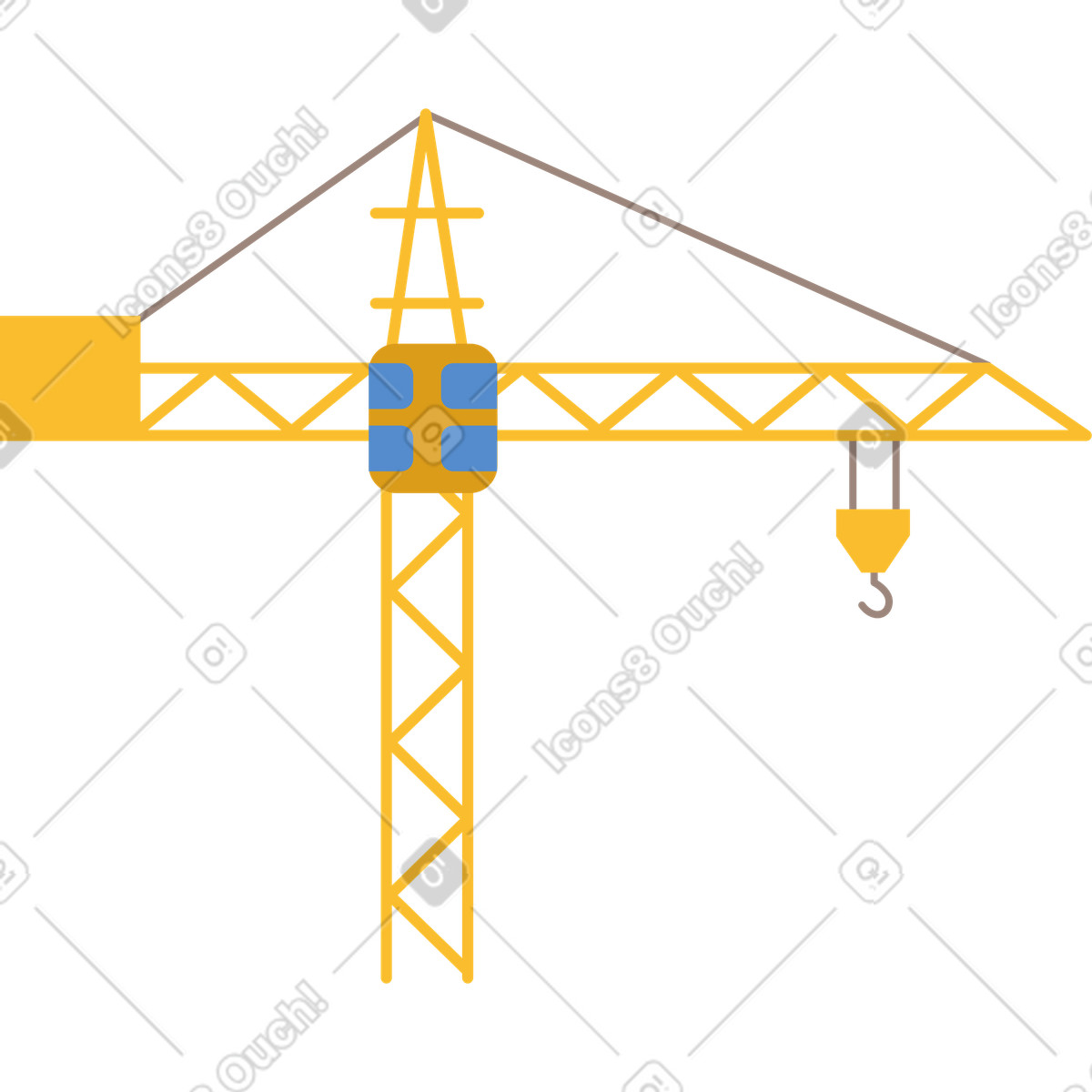 Tower crane illustration in PNG, SVG