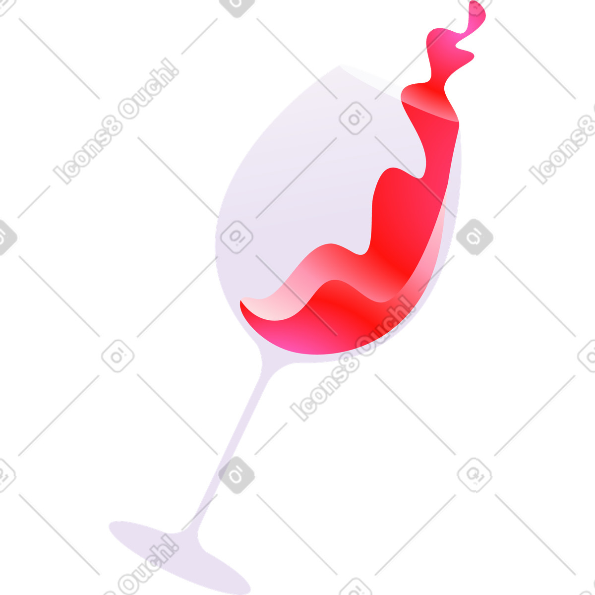 Bicchiere di vino illustrazione in stile Puffy scarica in PNG, SVG