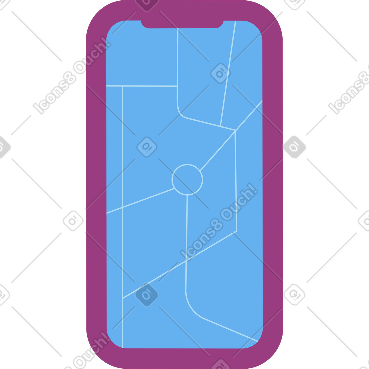 Illustration Téléphone avec carte dans le style Sammy à télécharger aux formats PNG, SVG