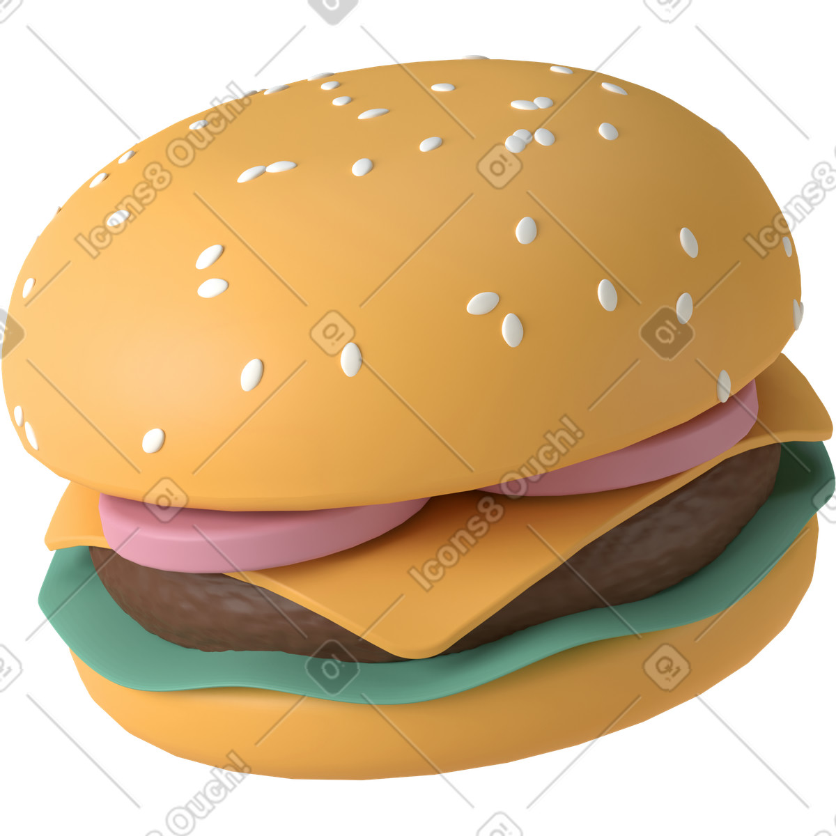 Ilustração de Burger slant em no estilo 3D Casual life para baixar em PNG, SVG
