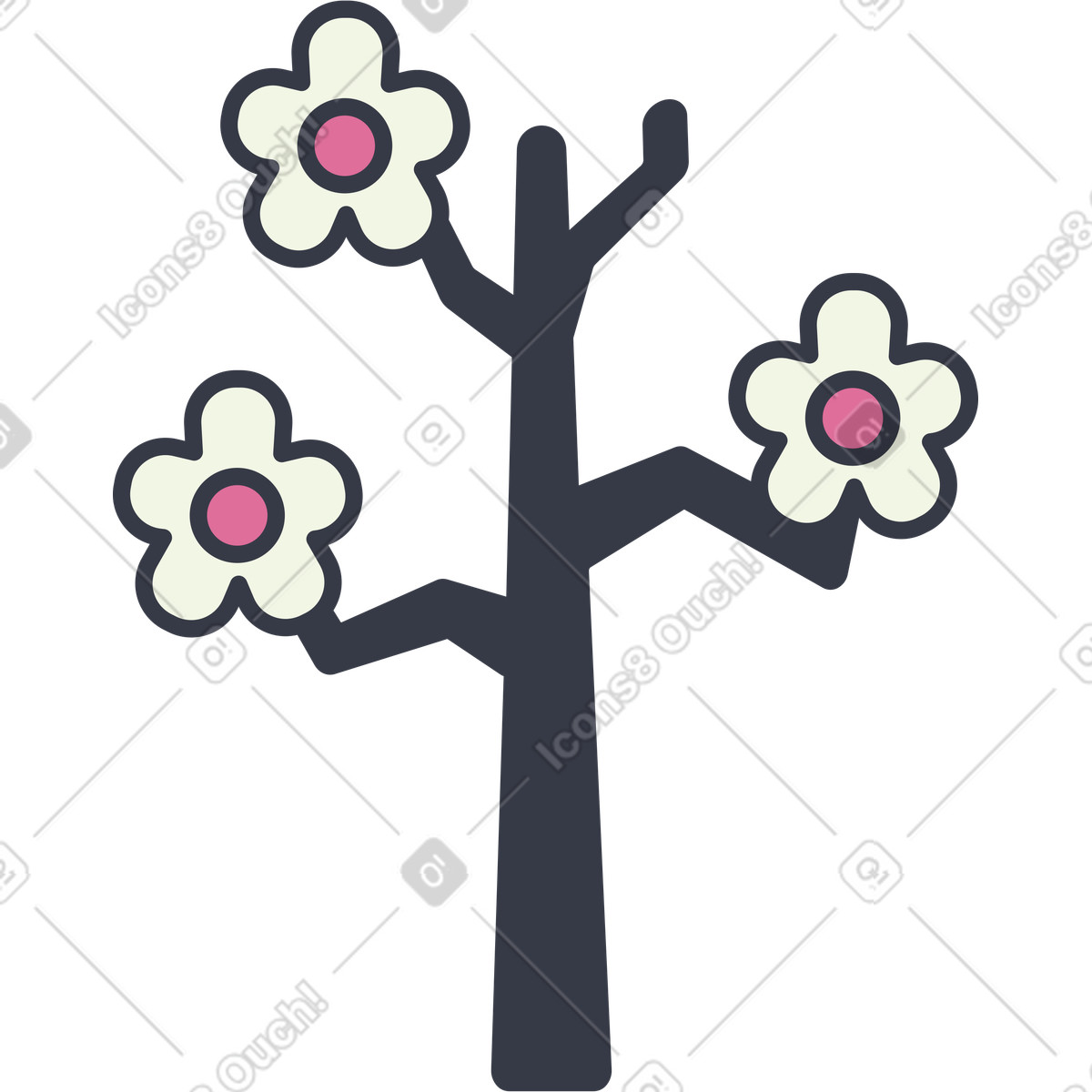 Ilustración Rama de sakura en estilo Abstract a descargar en PNG y SVG