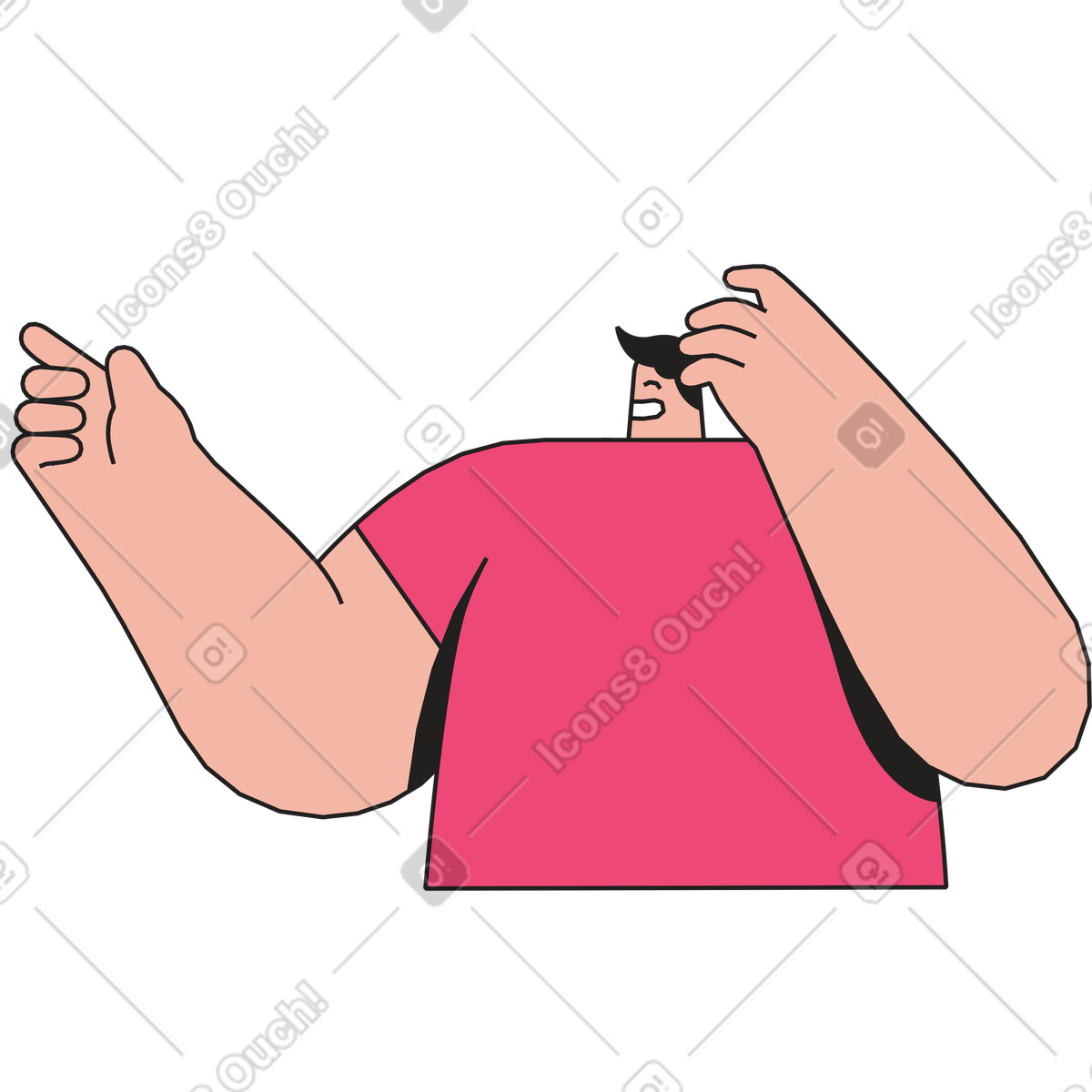 Nachdenklicher mann, der mit dem finger zeigt-Illustration im Dazzle-Stil als Download in PNG, SVG