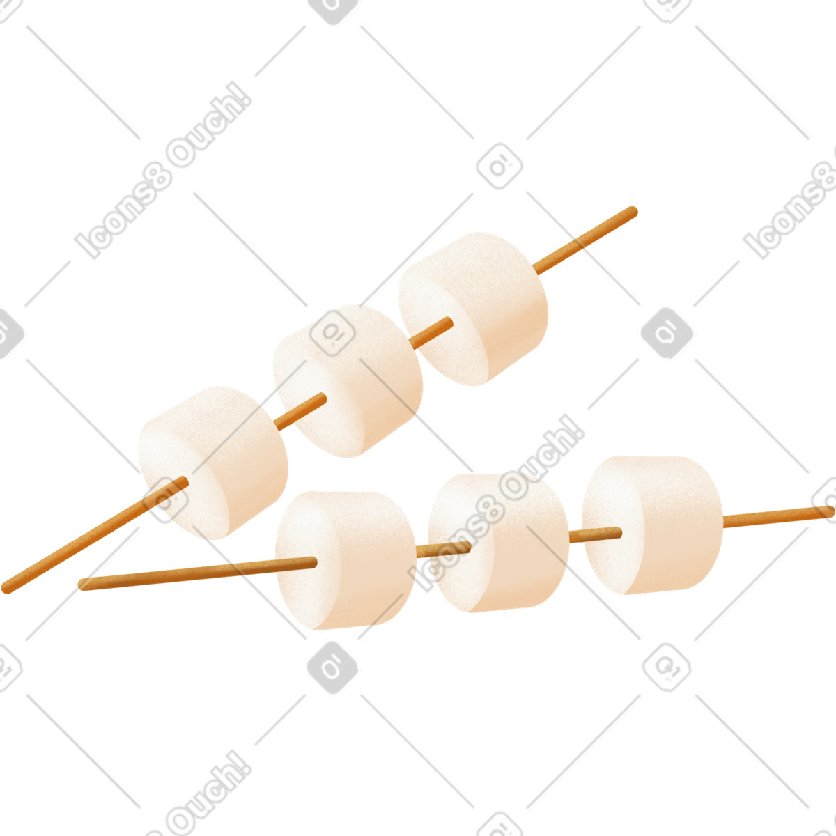 Marshmallows on sticks illustration in Gleam style download in PNG, SVG