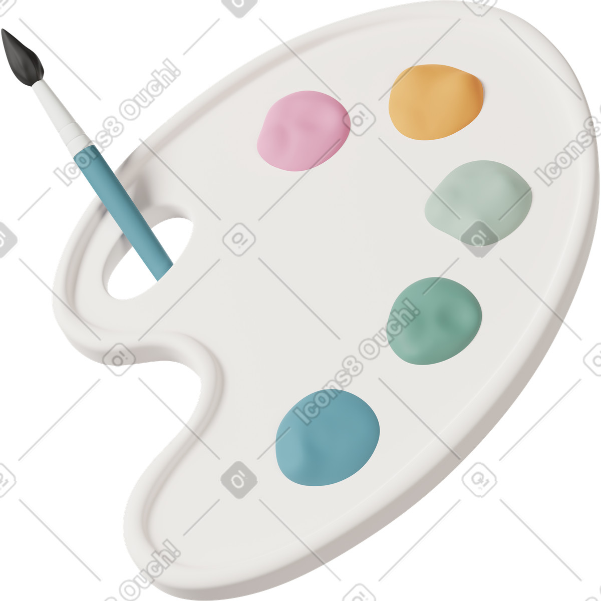 Color palette and brush illustration in 3D Casual life style download in PNG, SVG