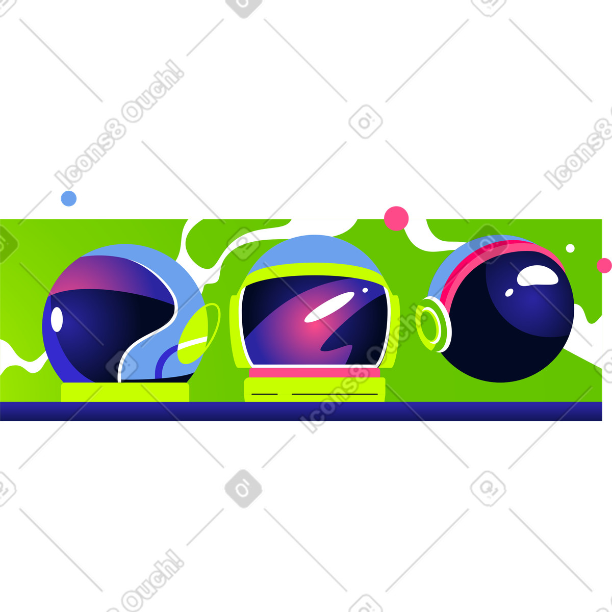 Ilustración Space helmets are on the shelf en estilo a descargar en PNG y SVG