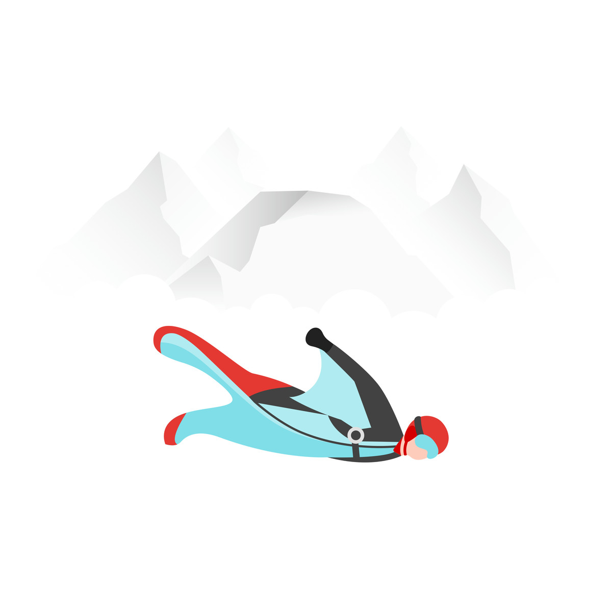 Young person in wingsuit skydiving illustrazione stile Fogg scarica PNG, SVG