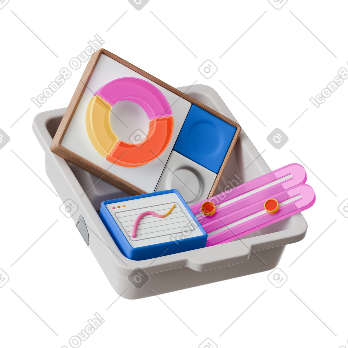 Security tray with diagram and chart illustration in PNG, SVG