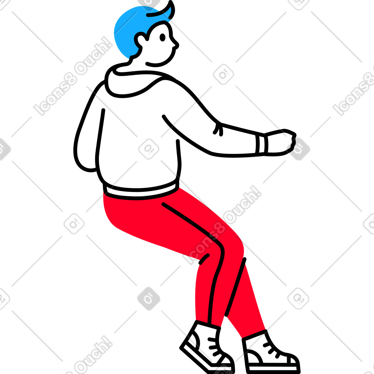Ilustração de Homem sentado escrevendo com uma mão em no estilo Transistor para baixar em PNG, SVG