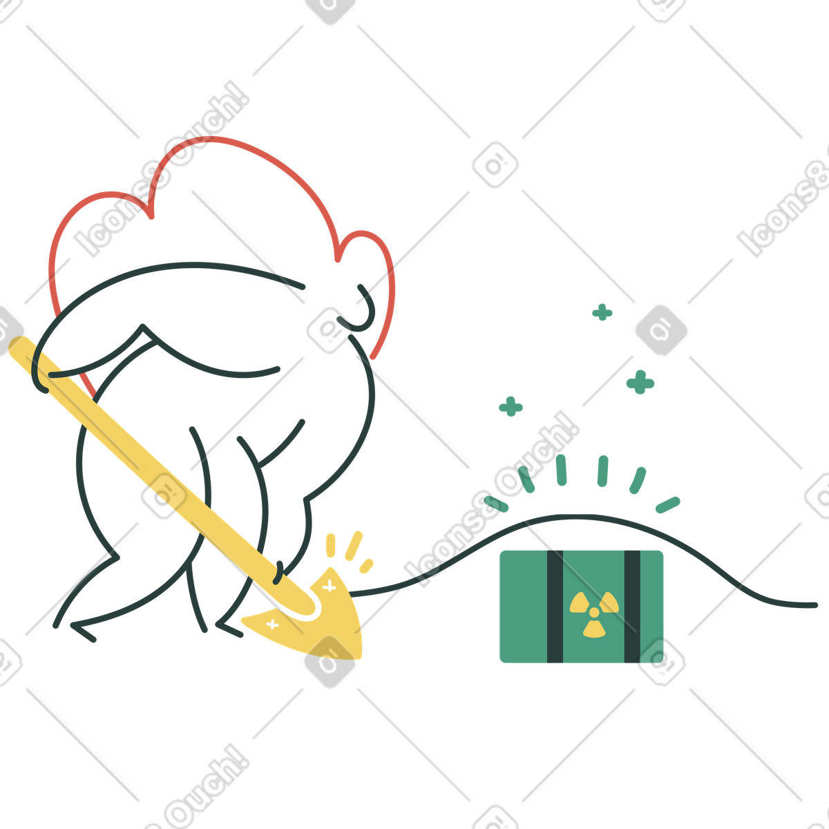 Ilustración Eliminación de desechos radiactivos en estilo Macaroni a descargar en PNG y SVG
