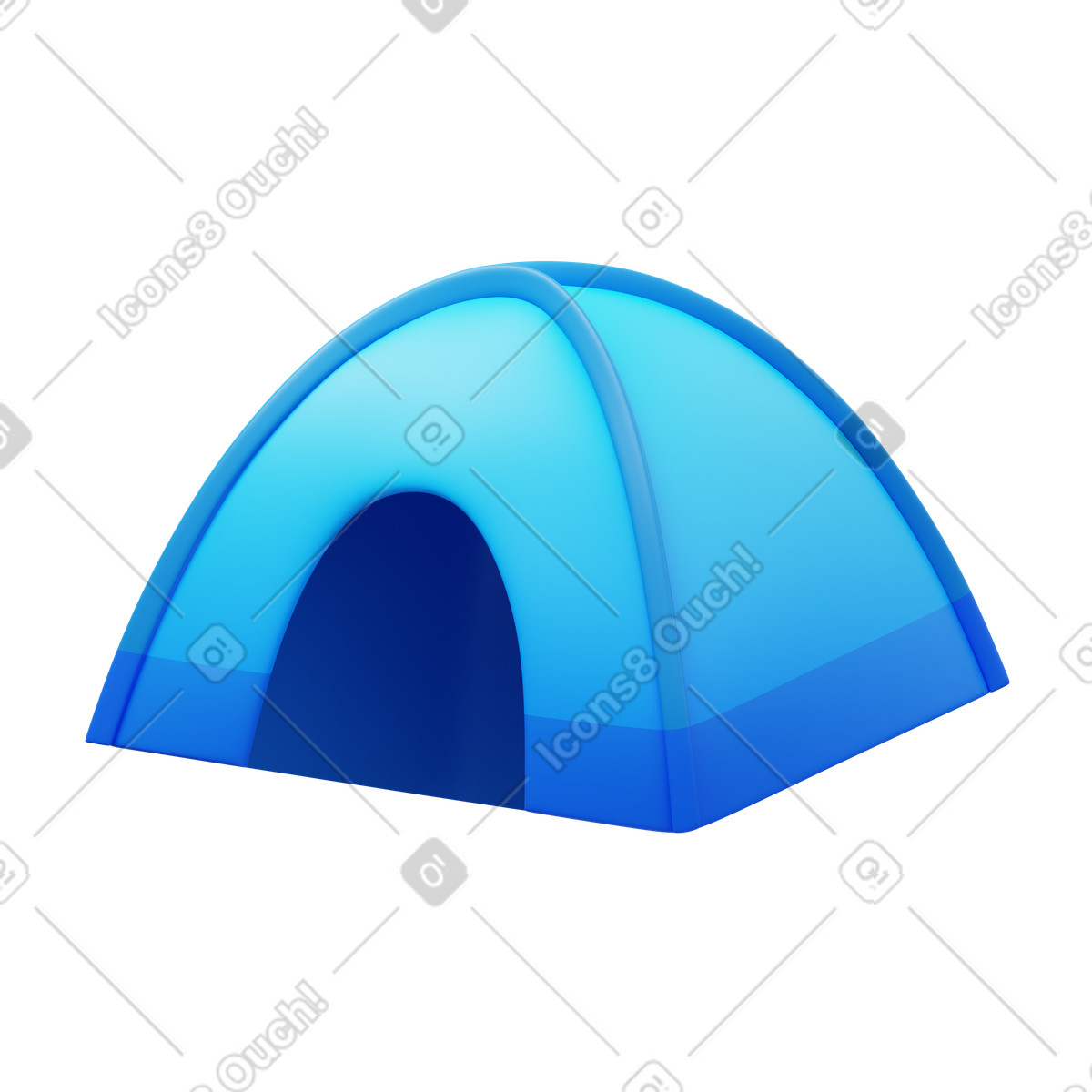 Camping tent illustration in 3D Fluency style download in PNG, SVG
