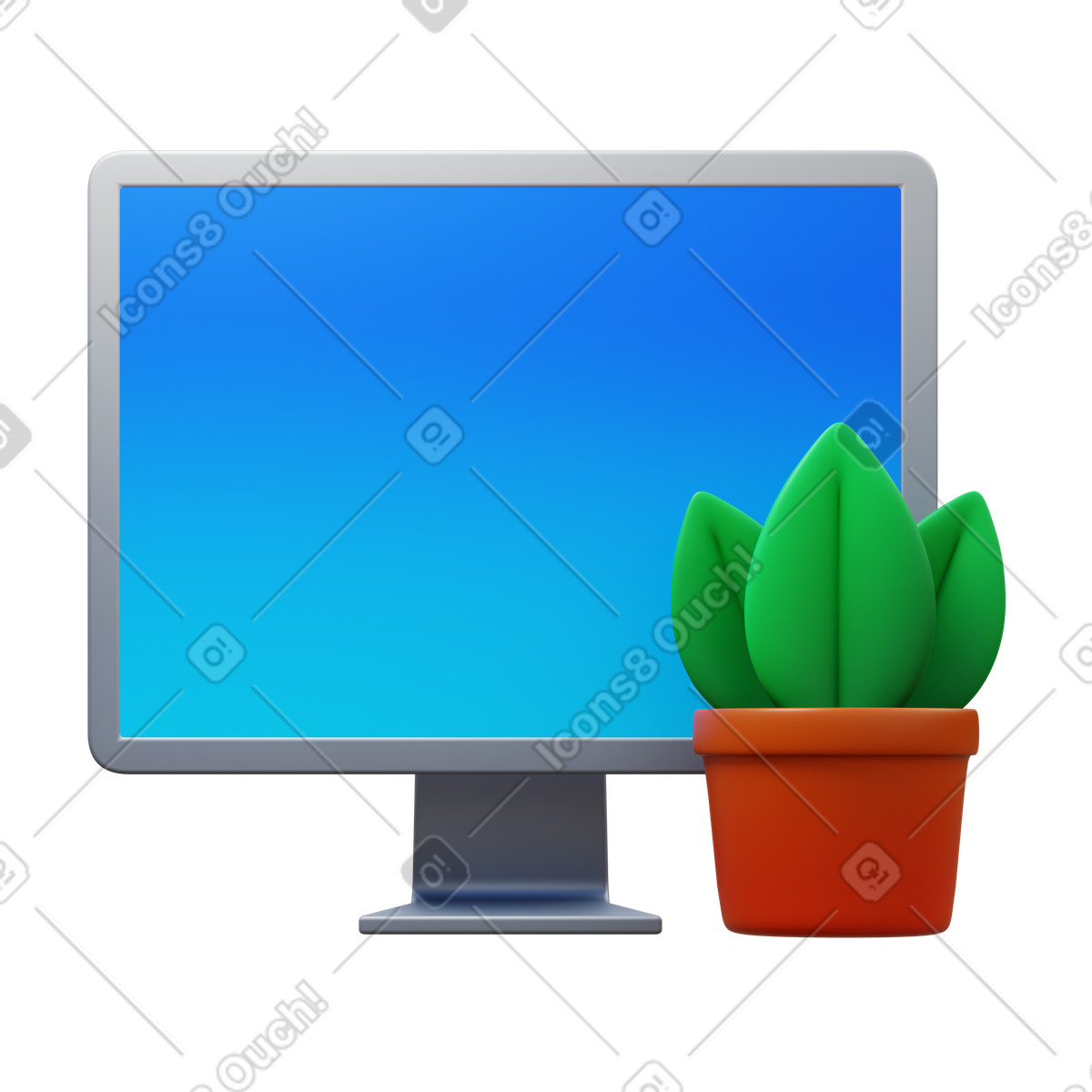 Ilustración Home office en estilo 3D Fluency a descargar en PNG y SVG