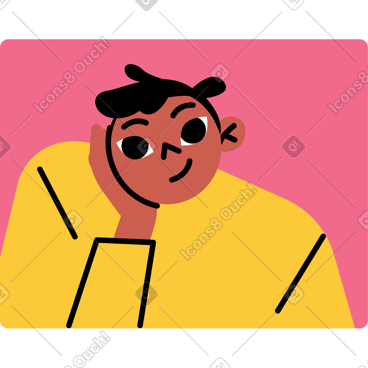 Man in the online window illustration Juicy style download PNG, SVG