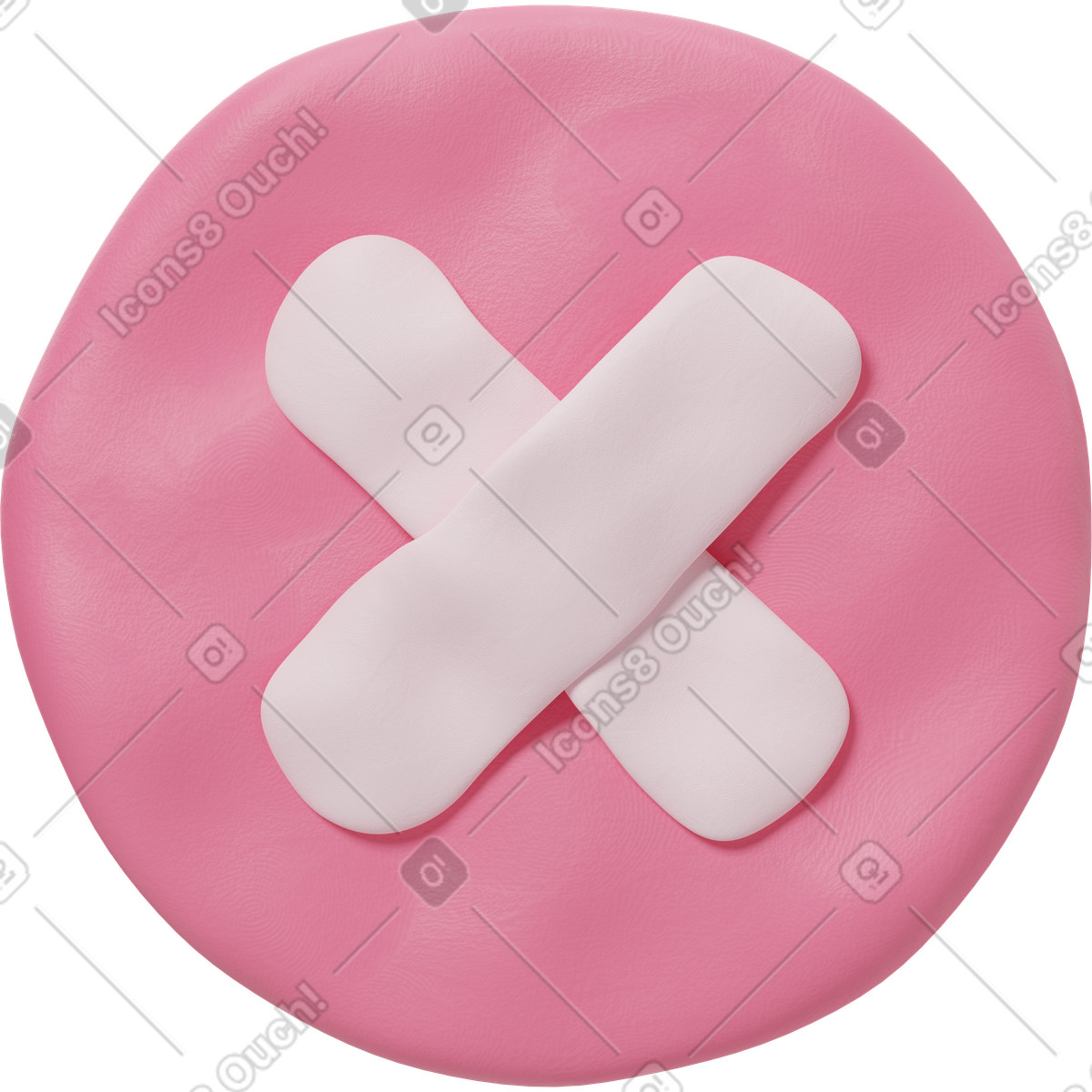 Ilustración Botón cancelar rosa redondo en estilo 3D Plastilina a descargar en PNG y SVG
