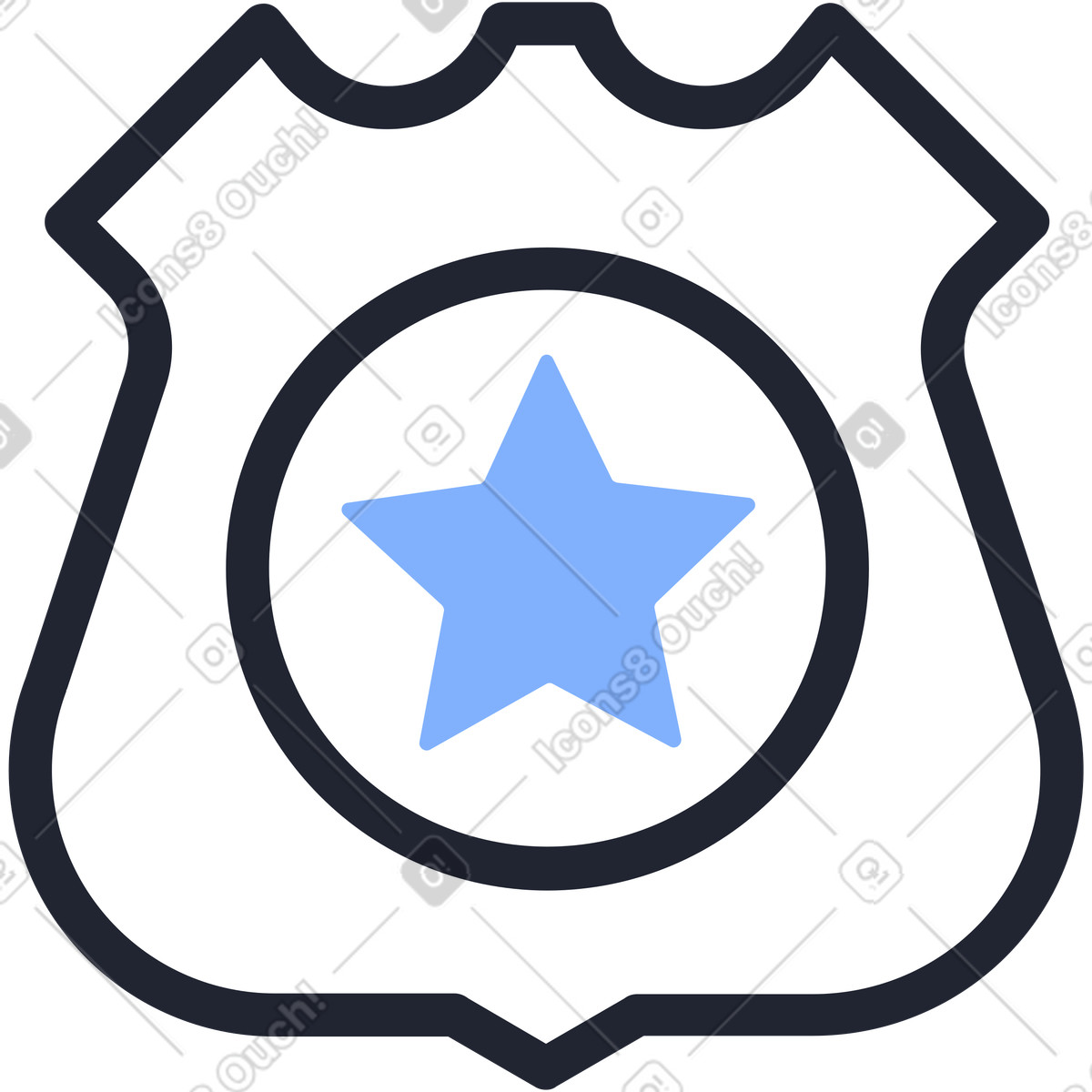Police badge illustration in Pablita style download in PNG, SVG