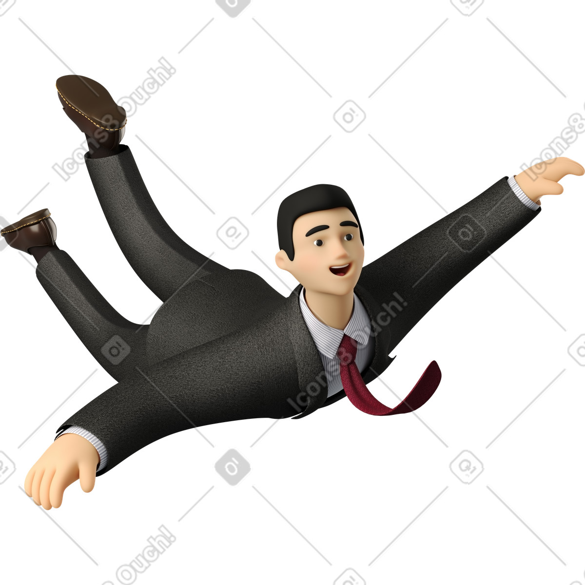 Ilustração de Flying businessman in black suit em no estilo 3D Business para baixar em PNG, SVG