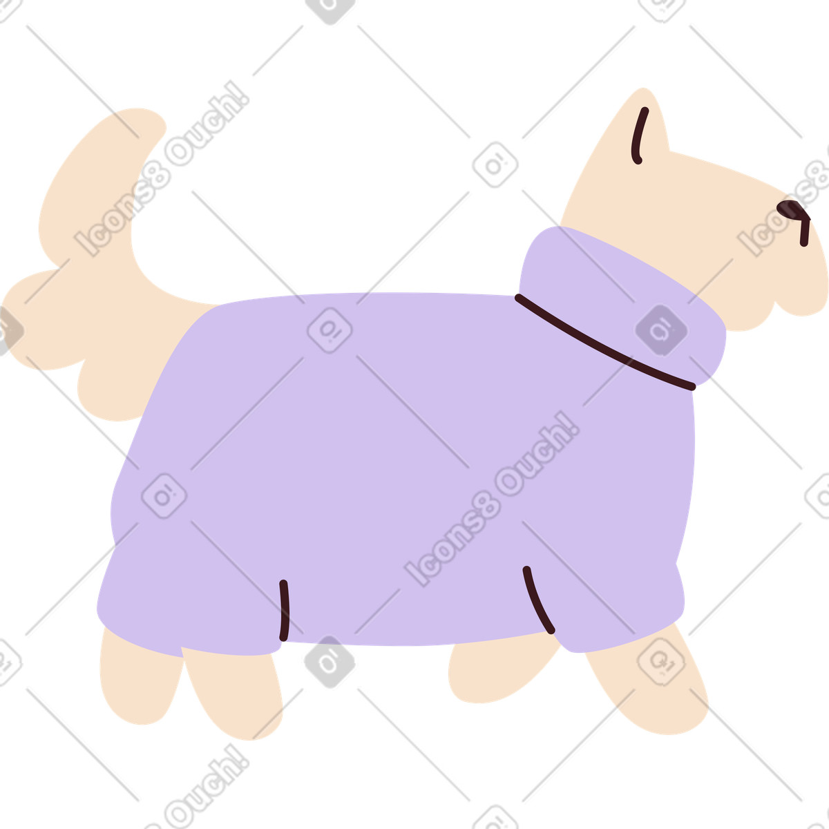 Dog in a winter coat illustration Folks style download PNG, SVG