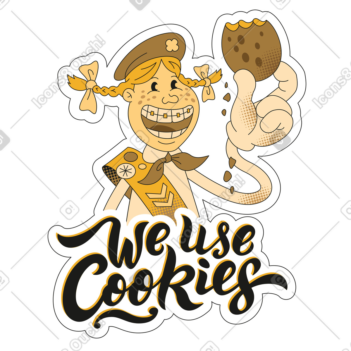 Sticker We use cookies illustration in Rubber style download in PNG, SVG