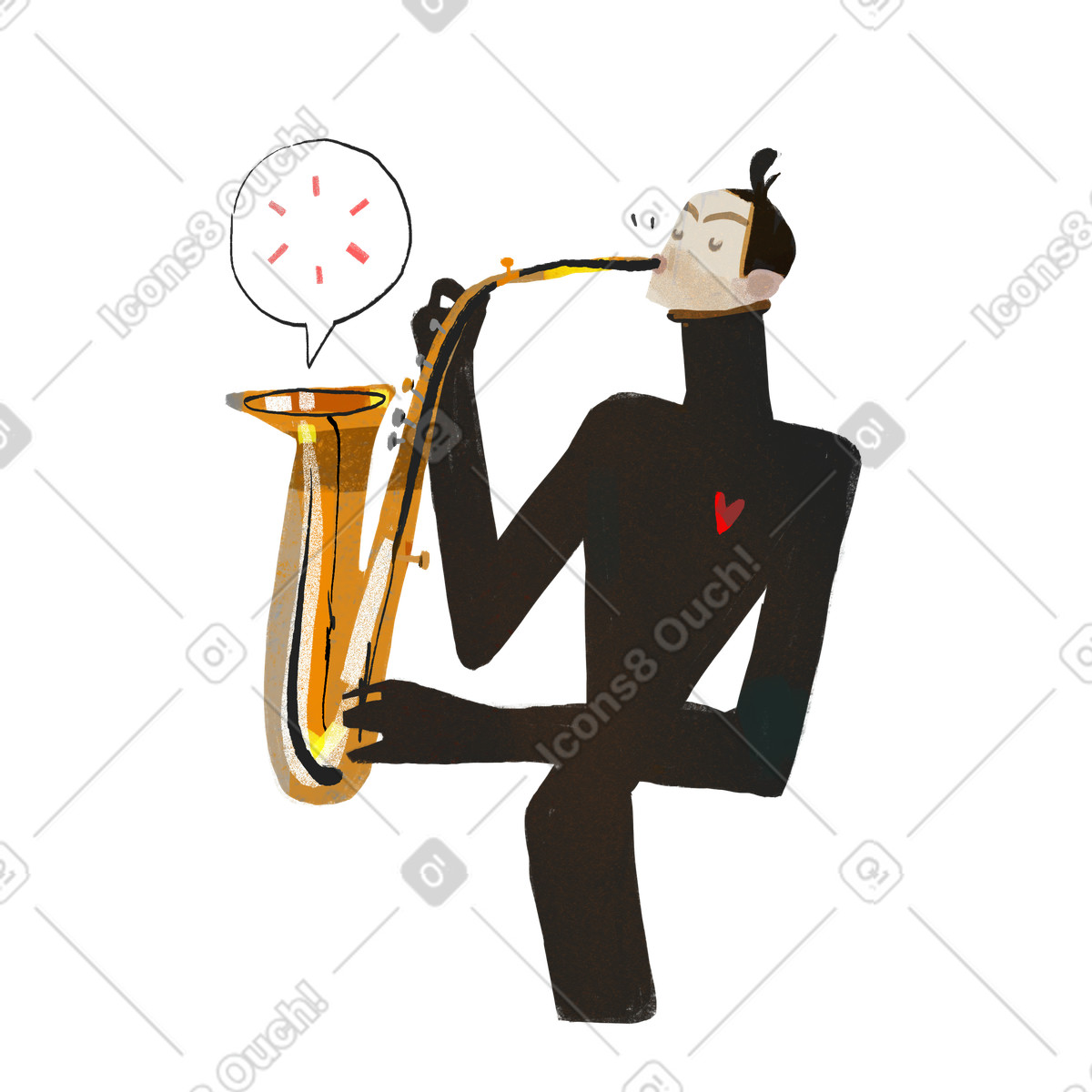 Uomo con sassofono e spinner di caricamento illustrazione in stile Fabulous scarica in PNG, SVG