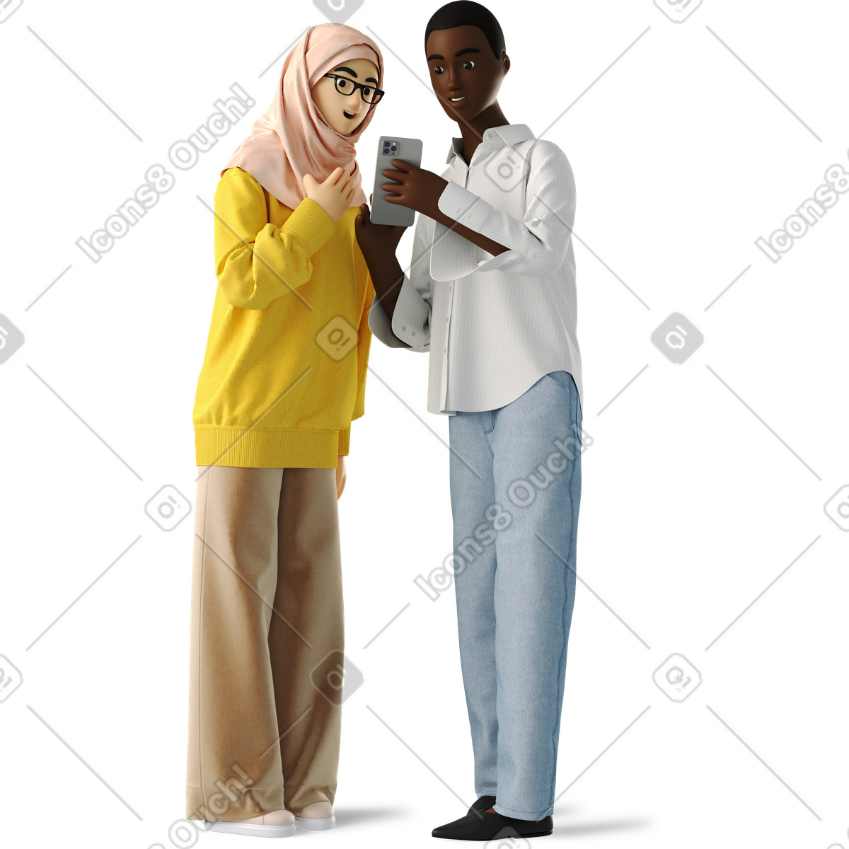 Иллюстрация Young women looking at the phone в стиле 3D Business — скачать в форматах PNG, SVG