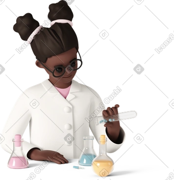 Young schoolgirl in lab coat doing science experiments PNG, SVG