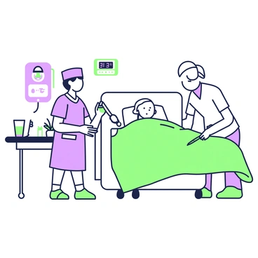 A nurse gently caring for a patient in a hospital room