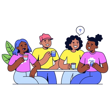 Loyal customers wearing branded merchandise, promoting a business through word of mouth