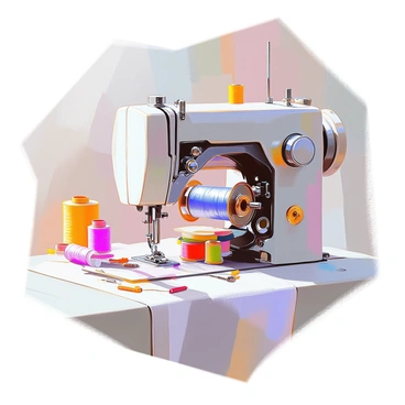 A detailed view of a sewing machine's internal mechanism showing the various components at work. The focus is on the intricate arrangement of the bobbin, prominently displayed at the bottom, with the thread wound around it. The needle, situated above the bobbin, is captured in mid-action, poised to stitch. Metal gears and levers are visible, demonstrating the complex engineering behind the machine's operation. The surrounding area is filled with various threads and small tools used for sewing, providing context to the sewing machine's functionality.