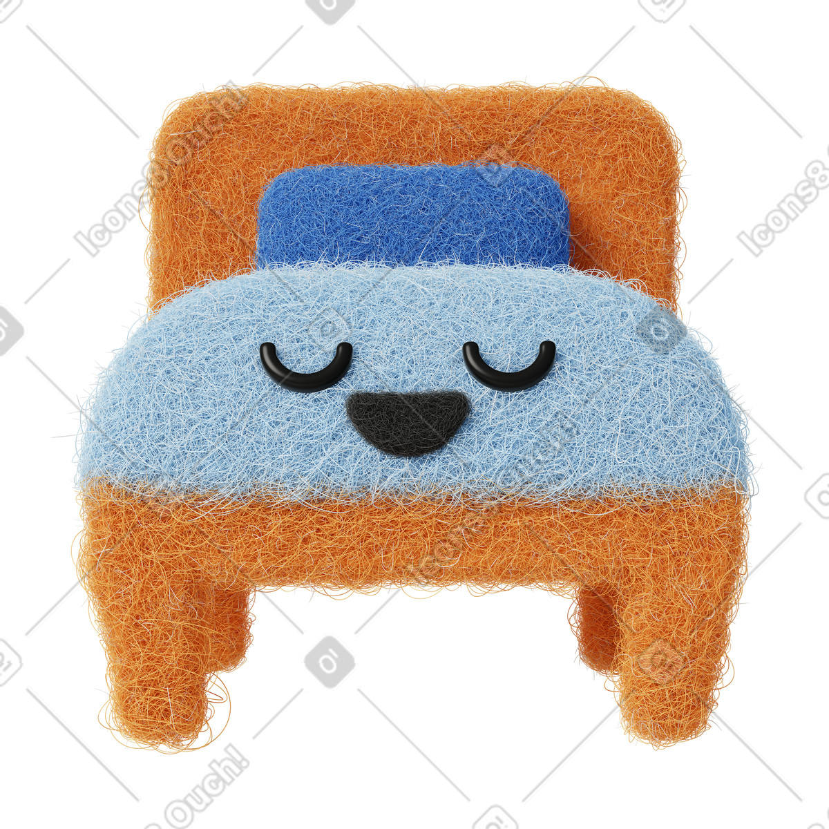 Bed illustration in Fuzzy style download in PNG, SVG