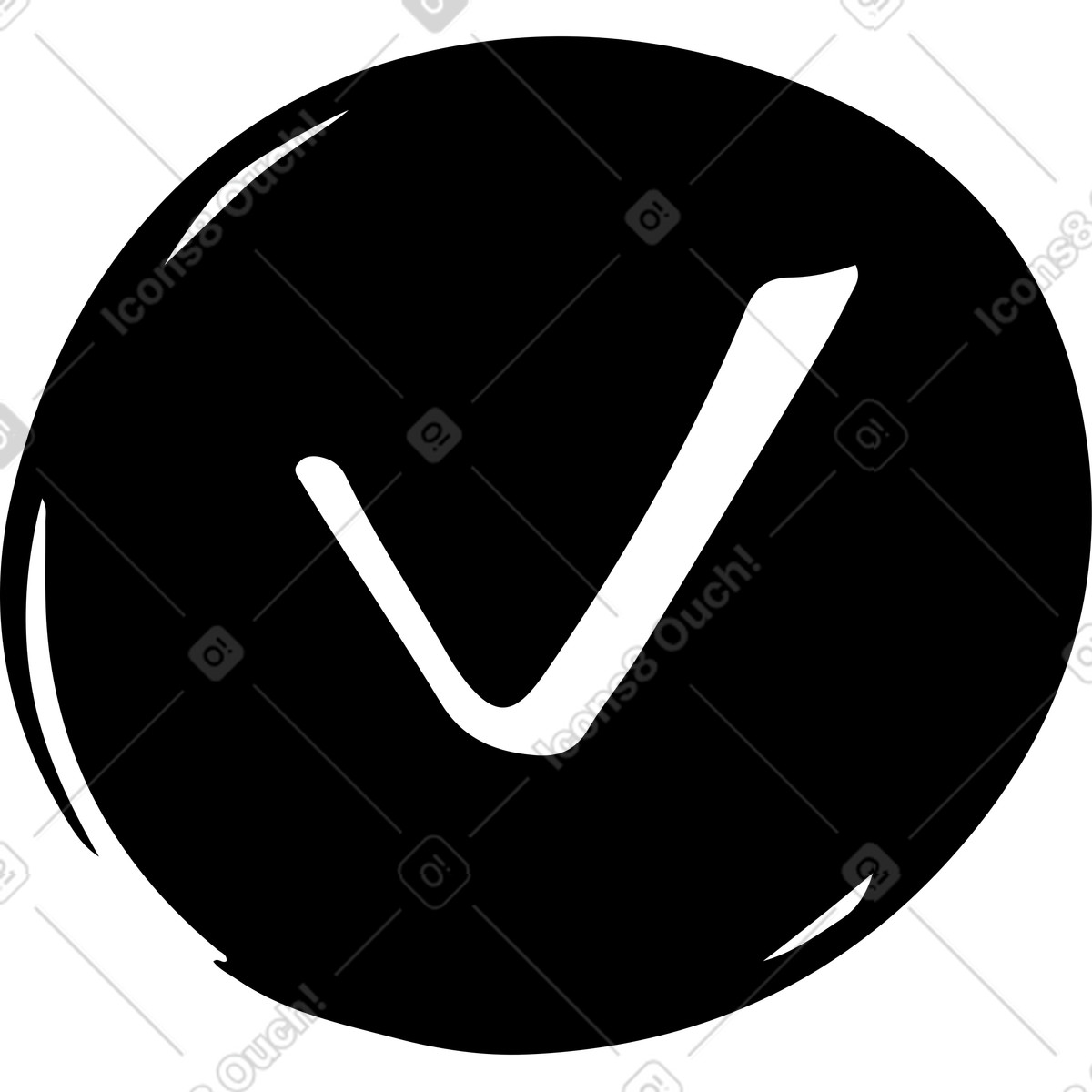 下载 Line 风格的 黑色圆圈内的勾号 插画，支持 PNG、SVG 格式