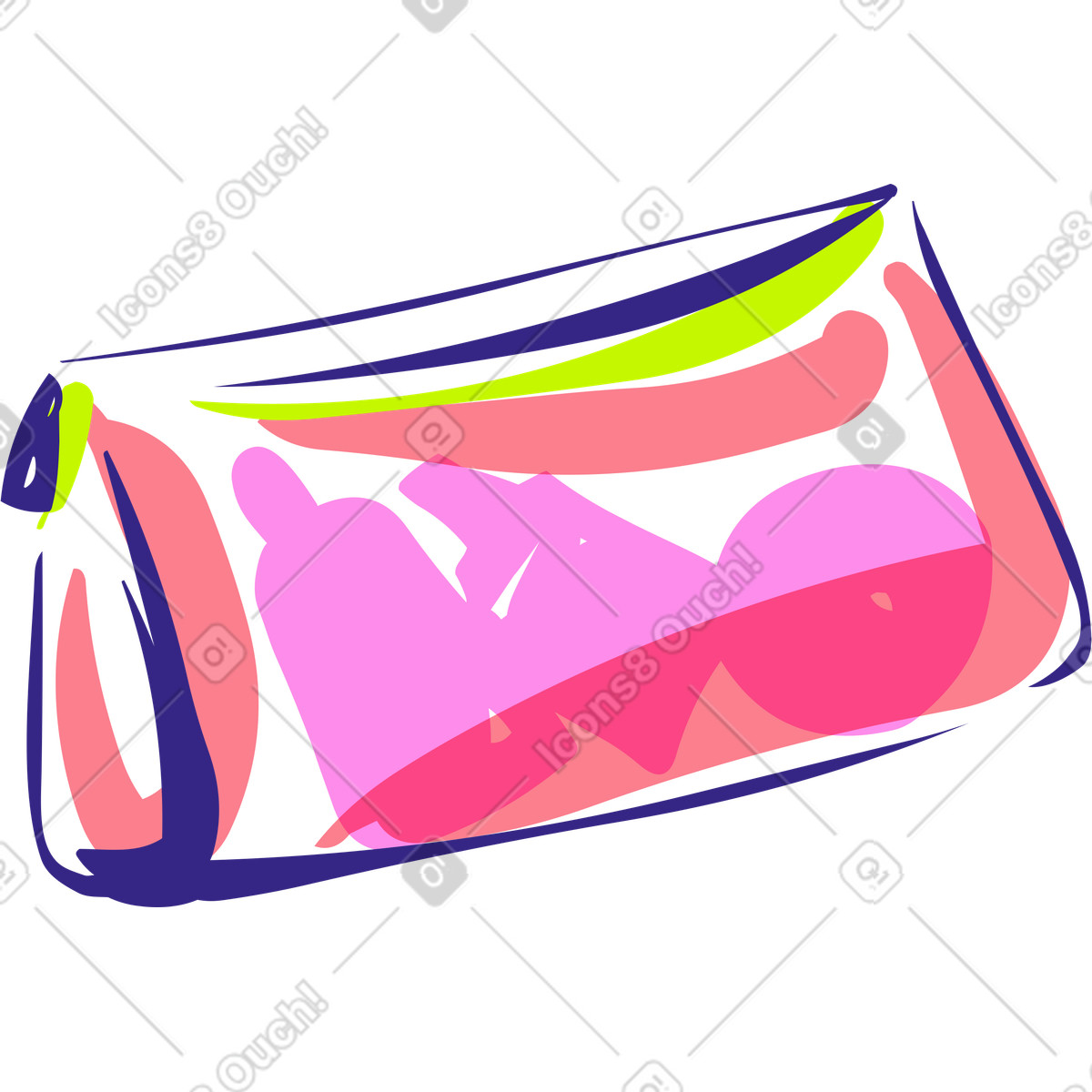 Transparente kosmetiktasche-Illustration im Glam-Stil als Download in PNG, SVG