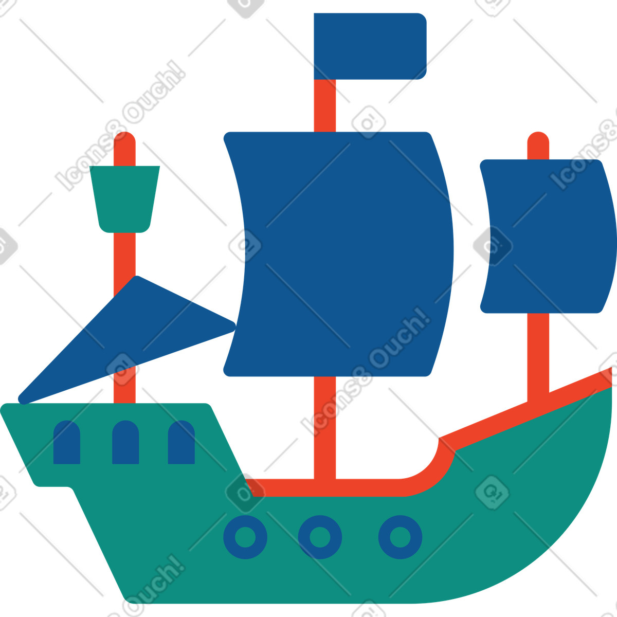 Pirate ship illustration in Polar style download in PNG, SVG