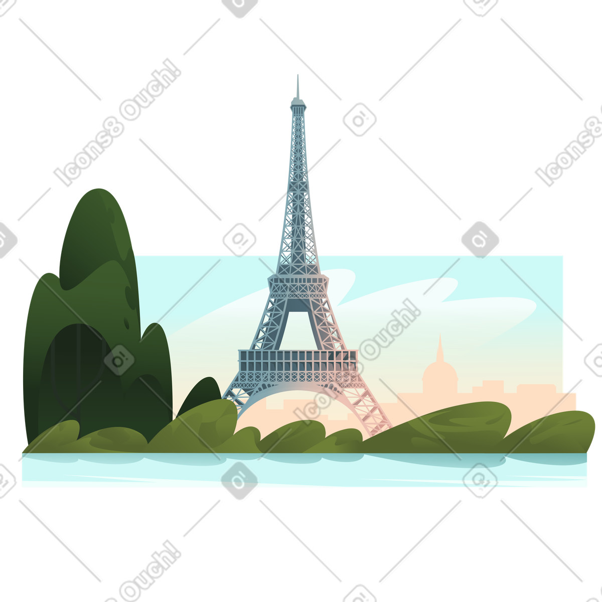 Paris Eiffel Tower background illustration in PNG, SVG